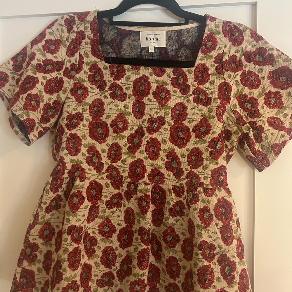 Bohme Floral Dress with Red and Cream Pattern